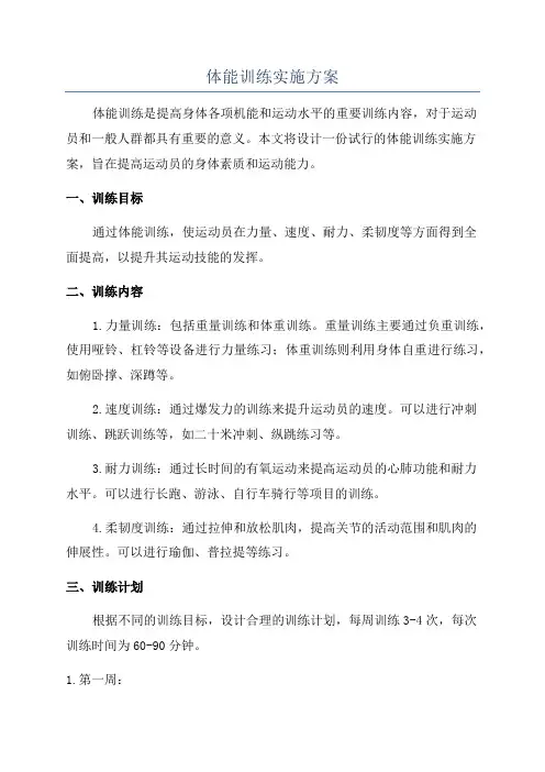 体能训练实施方案