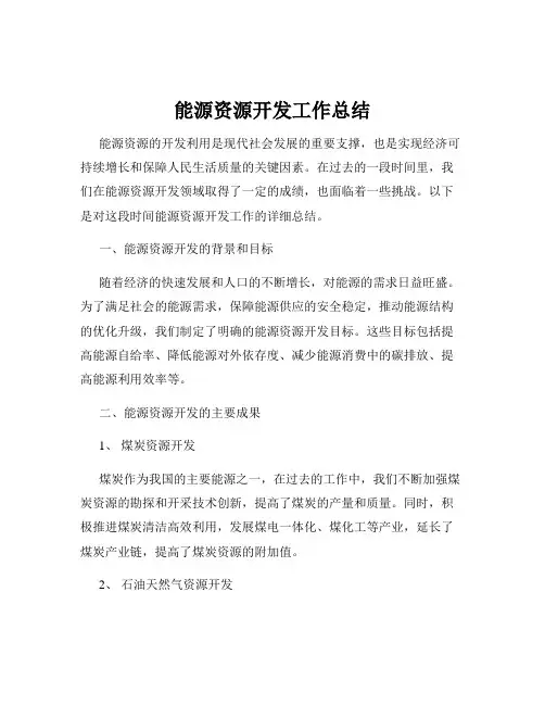 能源资源开发工作总结