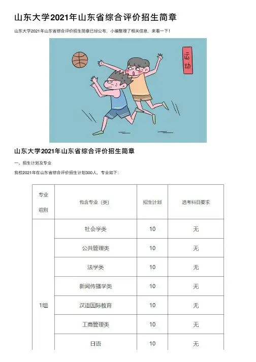 山东大学2021年山东省综合评价招生简章