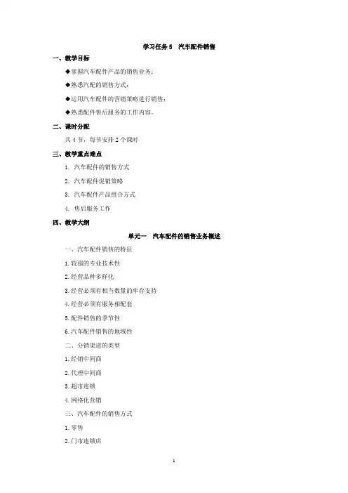 《汽车配件市场营销》教学讲义 第五章