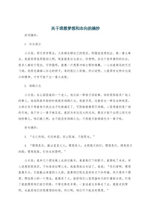 关于理想梦想和志向的摘抄