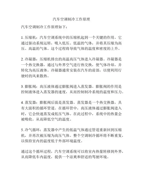汽车空调制冷工作原理