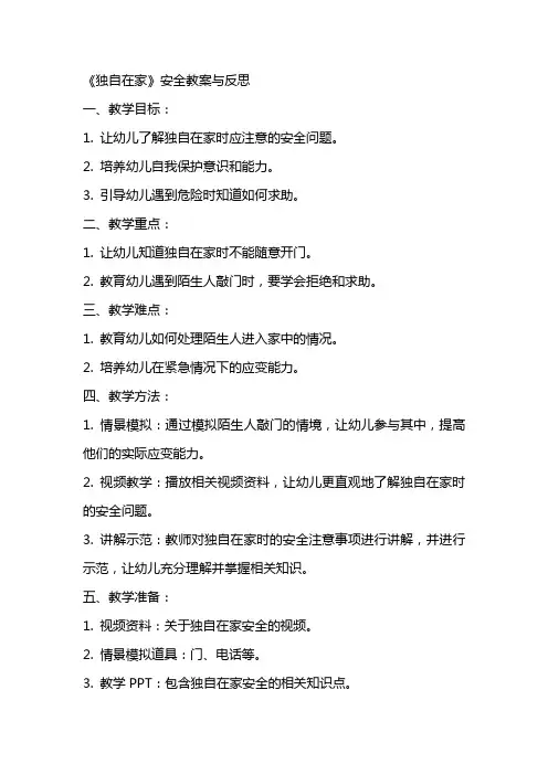 《独自在家》安全教案与反思