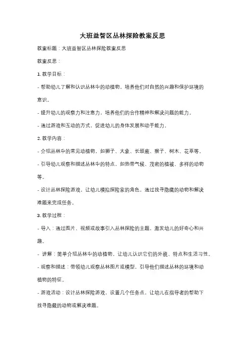 大班益智区丛林探险教案反思