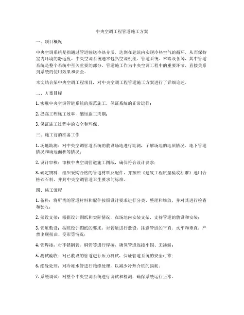 中央空调工程管道施工方案