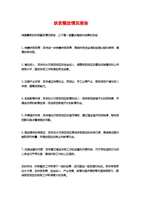 扶贫整改情况报告