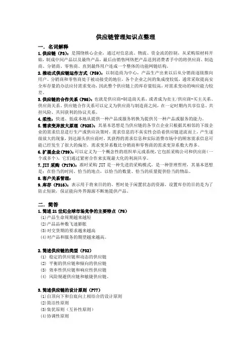 供应链管理复习资料整理