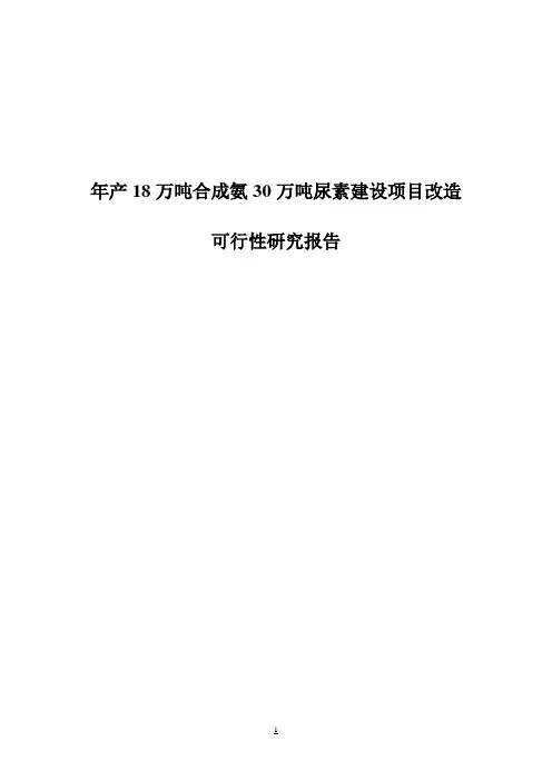 年产18万吨合成氨30万吨尿素建设项目改造可行性研究报告