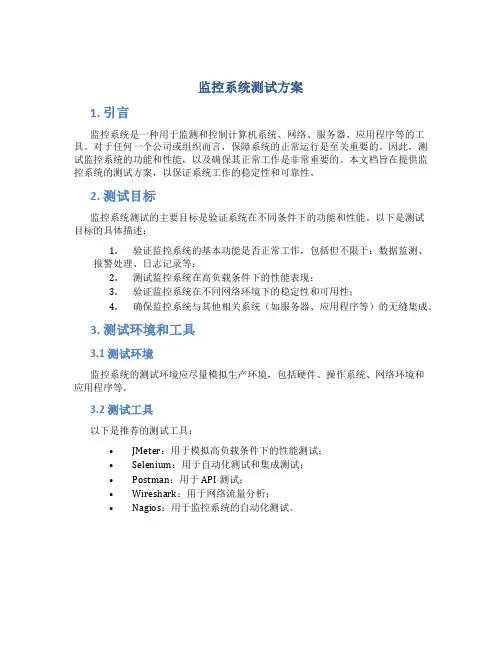 监控系统测试方案