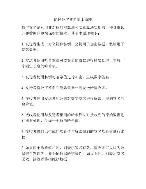 简述数字签名基本原理