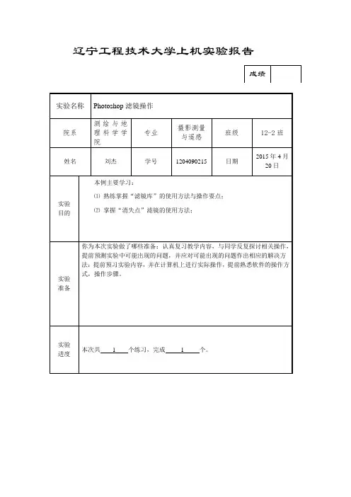Photoshop滤镜操作实验报告