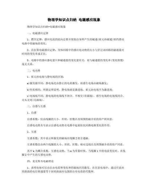 物理学知识点归纳 电磁感应现象