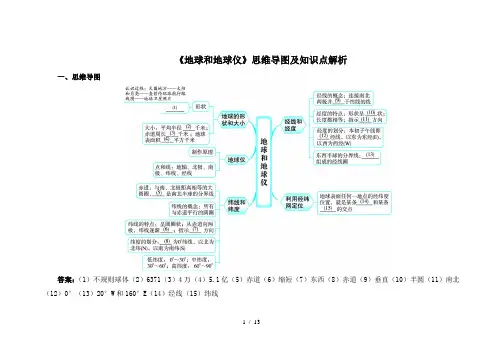 地球和地球仪思维导图及知识点解析
