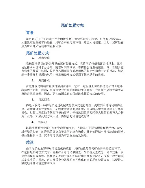 尾矿处置方案