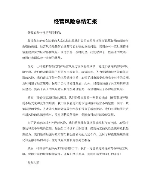 经营风险总结汇报