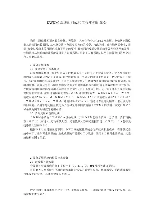 DWDM系统的组成和工程实例