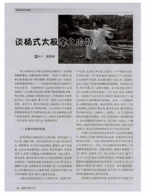 谈杨式太极拳之内劲
