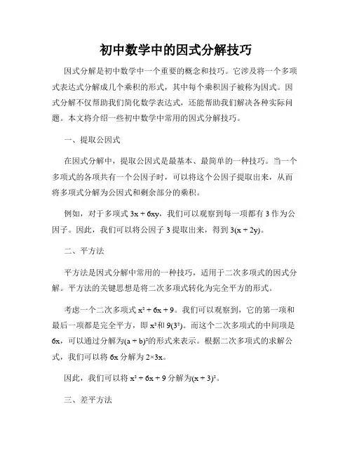 初中数学中的因式分解技巧