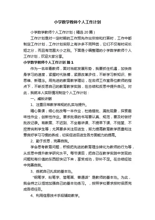 小学数学教师个人工作计划