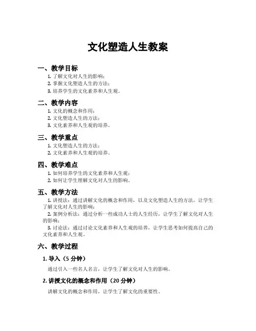 文化塑造人生教案
