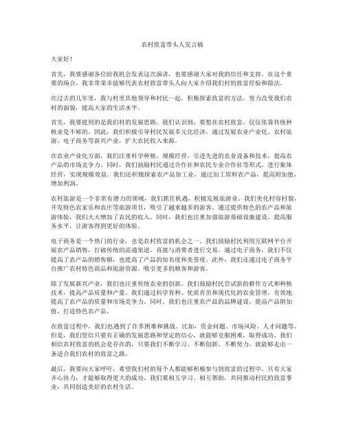 农村致富带头人发言稿