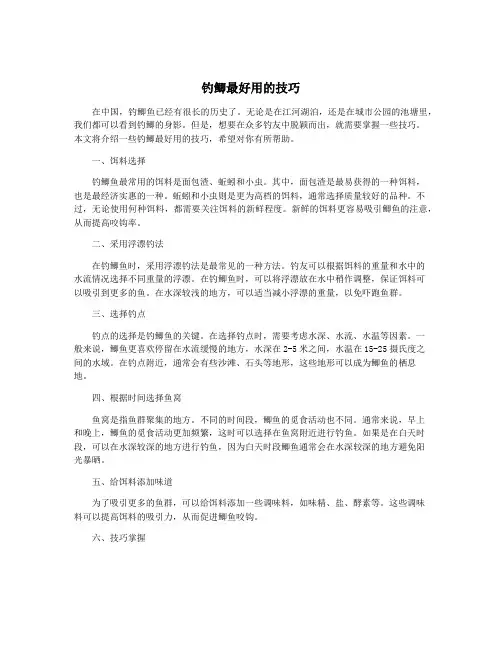 钓鲫最好用的技巧