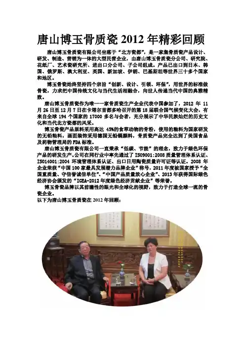 博玉骨质瓷2012年回顾