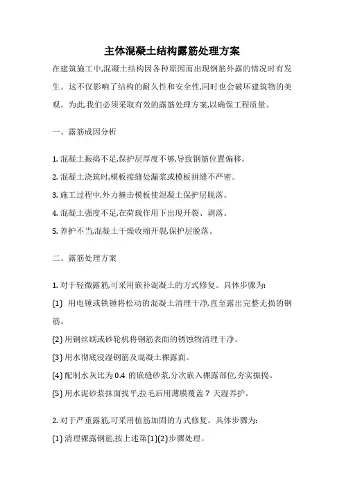 主体混凝土结构露筋处理方案