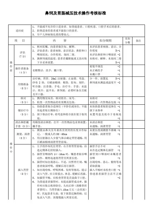 鼻饲技术及胃肠减压术操作标准