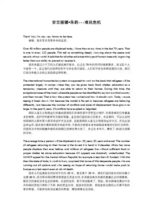 安吉丽娜朱莉--难民危机