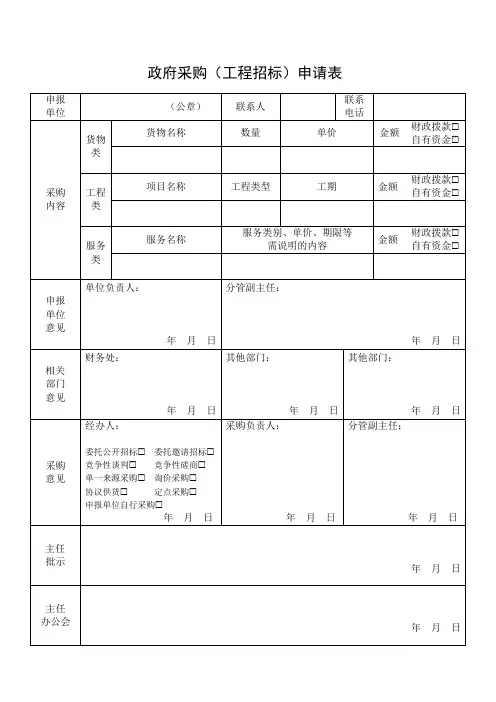 政府采购(工程招标)申请表