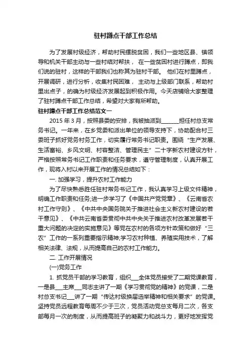 驻村蹲点干部工作总结