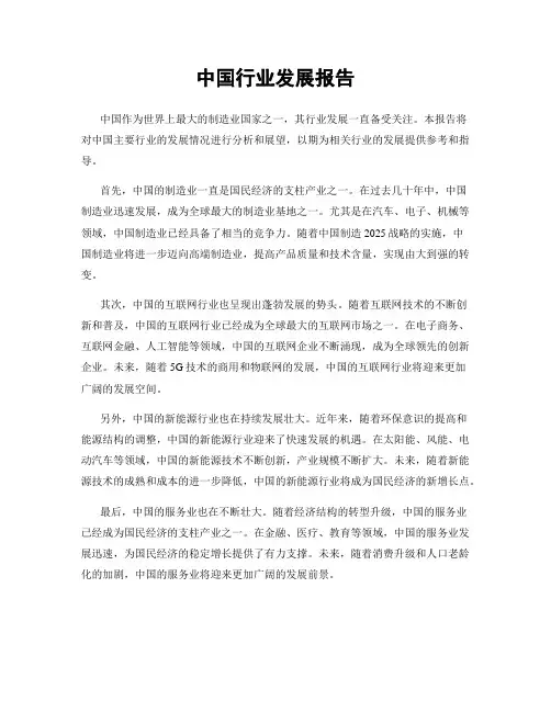 中国行业发展报告