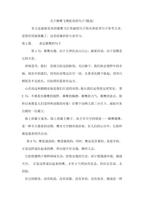 雄鹰飞翔优美的句子