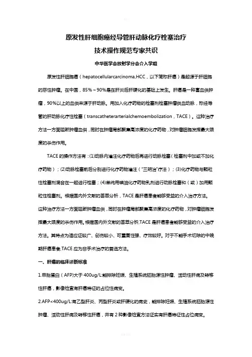 肝癌化疗栓塞治疗操作规范