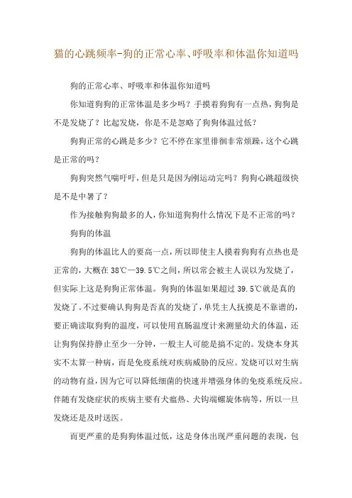猫的心跳频率-狗的正常心率、呼吸率和体温你知道吗
