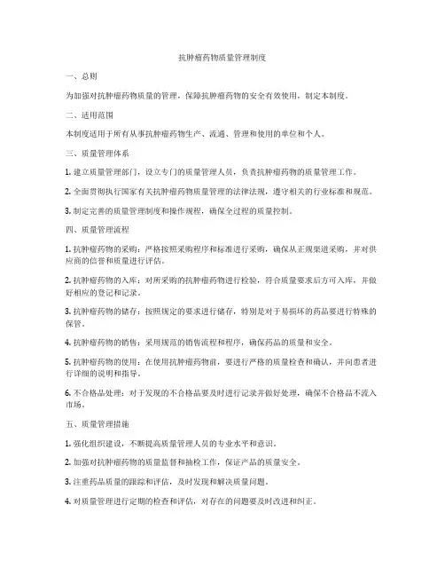 抗肿瘤药物质量管理制度