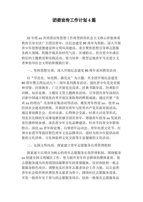 团委宣传工作计划4篇