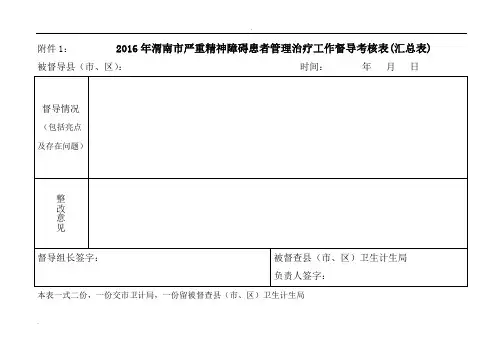 严重精神障碍管理治疗工作督导表格