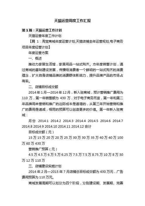 天猫运营周度工作汇报