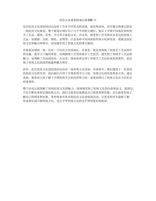 民俗文化进校园观后感500字
