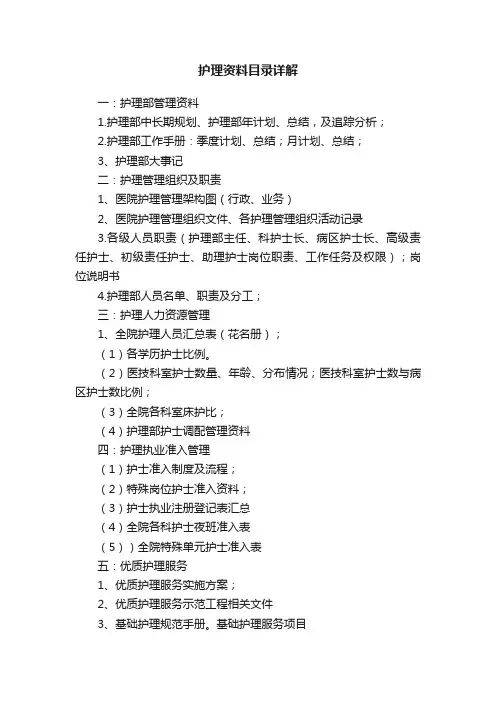 护理资料目录详解