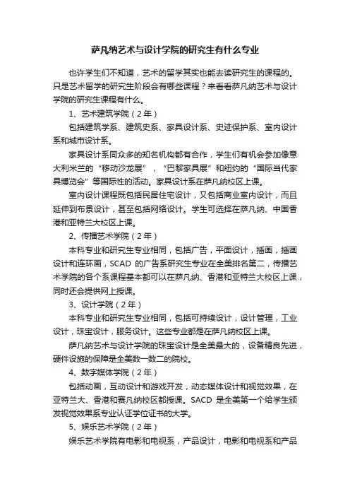 萨凡纳艺术与设计学院的研究生有什么专业