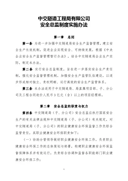 项目部-安全总监制度实施办法(模板)