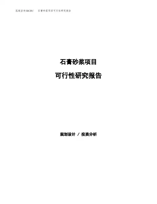 石膏砂浆项目可行性研究报告(立项备案下载可编辑)