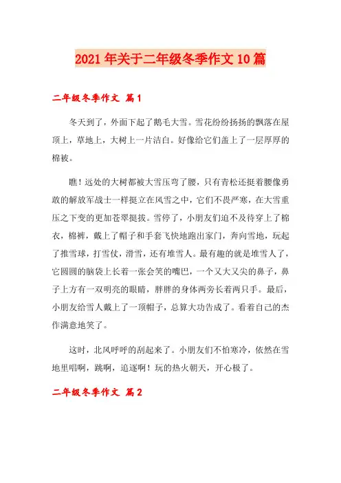 2021年关于二年级冬季作文10篇
