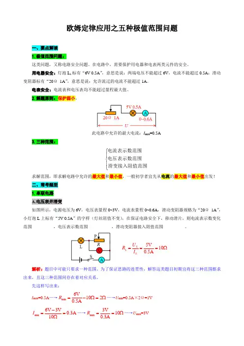 《欧姆定律应用之五种极值范围问题》