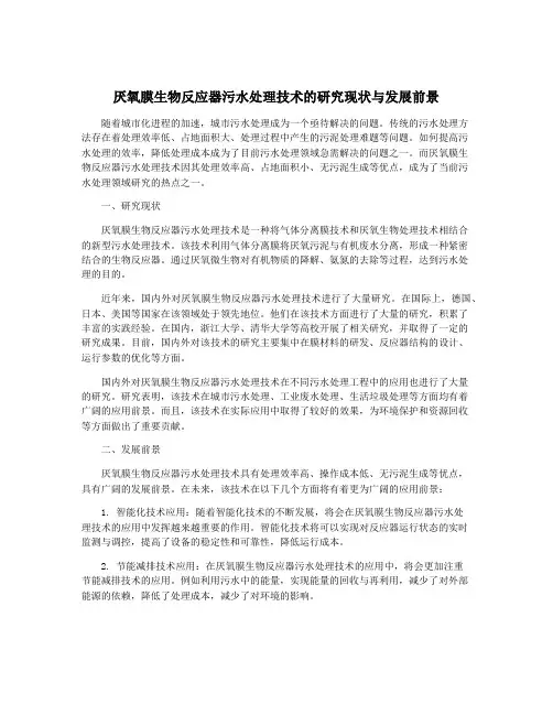 厌氧膜生物反应器污水处理技术的研究现状与发展前景