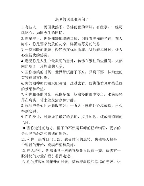 遇见的说说唯美句子