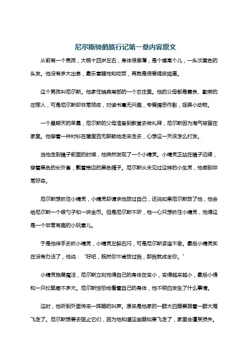 尼尔斯骑鹅旅行记第一章内容原文